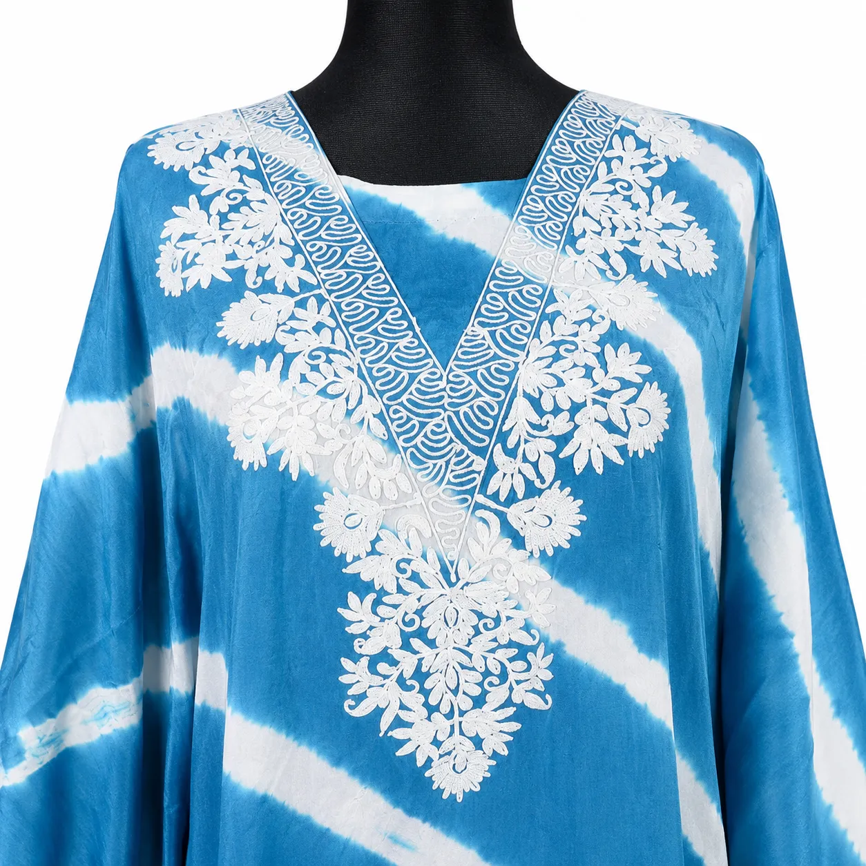 Ocean Breeze Tie-Dye Embroidered Kaftan